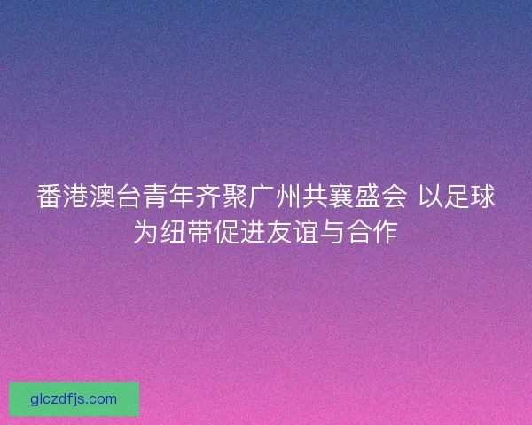 番港澳台青年齐聚广州共襄盛会 以足球为纽带促进友谊与合作