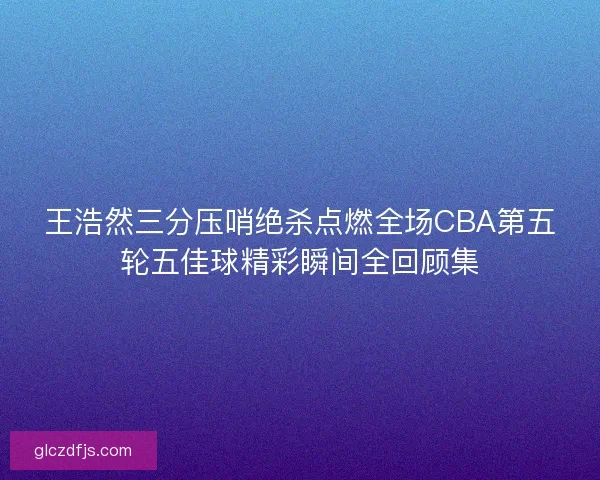 王浩然三分压哨绝杀点燃全场CBA第五轮五佳球精彩瞬间全回顾集