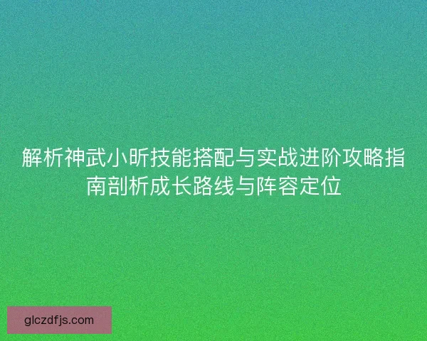 解析神武小昕技能搭配与实战进阶攻略指南剖析成长路线与阵容定位