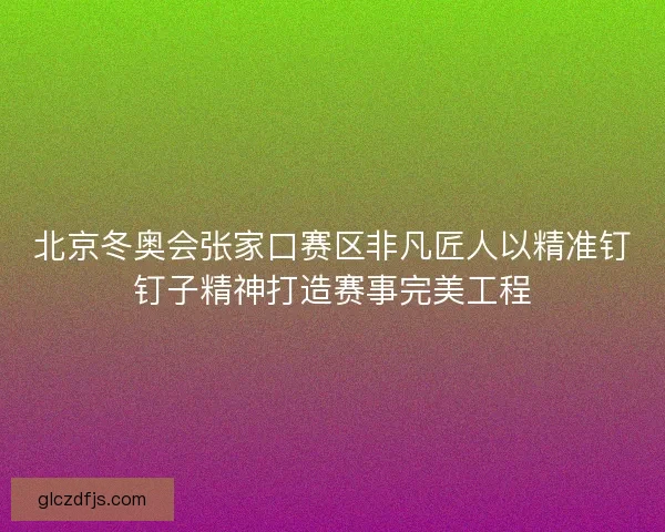 北京冬奥会张家口赛区非凡匠人以精准钉钉子精神打造赛事完美工程 北京冬奥会张家口赛区非凡匠人以精准钉钉子精神打造赛事完美工程